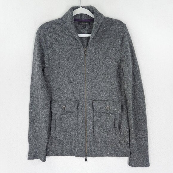 Banana Republic Jacket Mens Medium Gray Wool Silk Heritage Shawl Collar Sweater